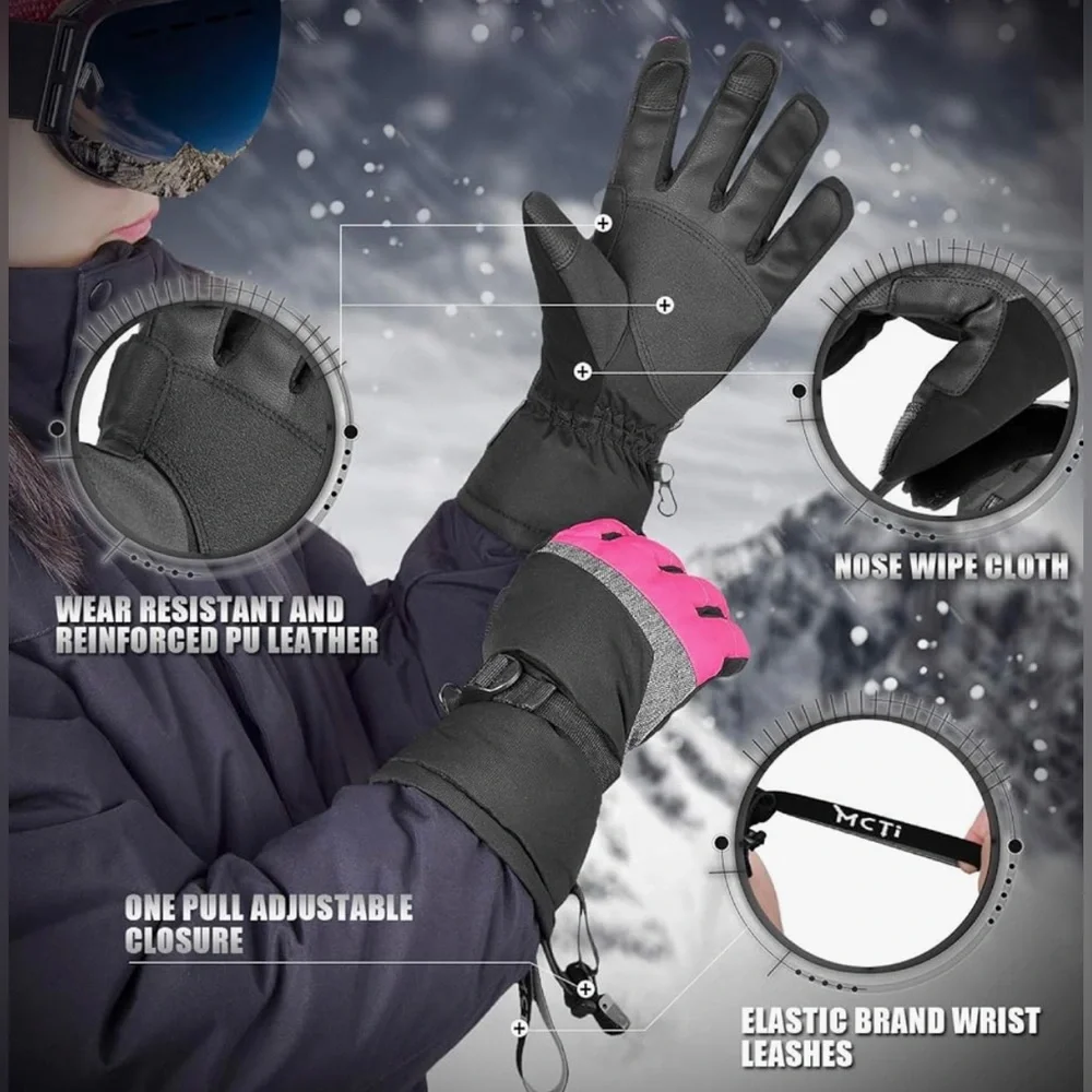 NWT Ski Gloves,Winter Waterproof Snowboard Snow 3M Thinsulate Warm Touchscreen